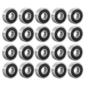 uxcell 608-2RS Deep Groove Ball Bearing Double Rubber Sealed 180016, 8mm X 22mm X 7mm High Carbon Steel Z1 Bearings (Pack of 20)