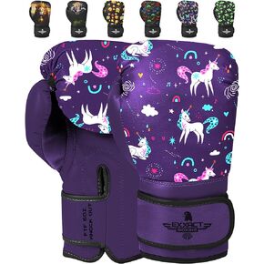 Exxact Sports Knockout Youth Boxing Gloves for Kids (3-10 Years) with Padded Protection and Wrist Support, Durable Engineered Leather Kids Boxing Gloves for Boys and Girls