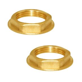 Joywayus 1" Female Thread Brass Pipe Fitting Flange Hex Lock Nut for Plumbing and Nut Spacer Pipe Hose (Pack of 2)