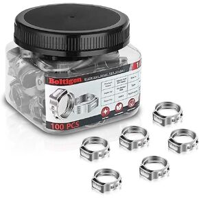Boltigen 100Pack 1/2inch PEX Cinch Clamp Rings, Stainless Steel Pex Cinch Clamps, 1/2"PEX B Crimp Rings for Pipe Tubing Connection