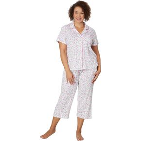 Karen Neuburger womens Plus Size Blooming Beeze Two-piece Short Sleeve Girlfriend Long Pj SetPajama Set