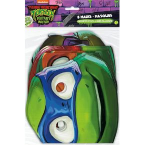 Unique Teenage Mutant Ninja Turtle Mayhem Paper Masks, Set of 8, Boy, Birthday, TMNT Party Supplies