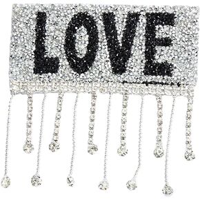 Fashion Sequin Iron-on Patches, 4 Inch Letters Love with Crystal Tassels Iron on Patch DIY Decorative Accessories for Bags Clothes T-Shirt Jeans Backpacks