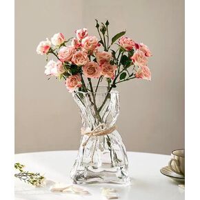 7.5IN White Ceramic Vase, Irregular Flower Vase Modern Art Decorative Vase for Flowers, Unique Paper Bag Vase for Home Office Centerpieces Entryway Bookshelf Living Room Table Decor