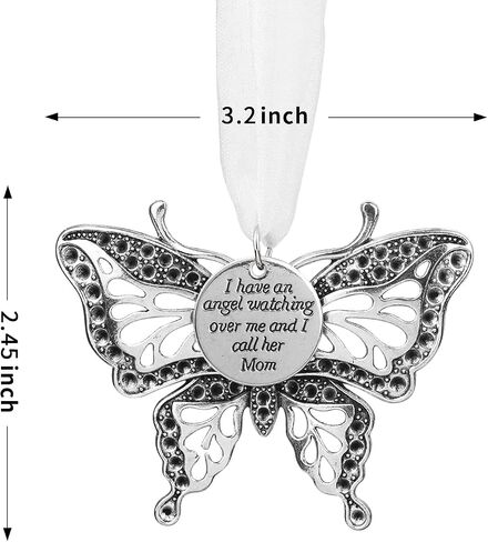 Christmas Heaven Memorial Ornaments Butterfly Heaven Memorial Ornaments for Loss of Loved One Angel in Heaven Sympathy Bereavement Gifts with Silk Ribbon & Red Gift Box in Saudi Arabia