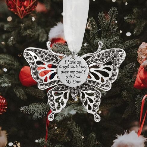 Christmas Heaven Memorial Ornaments Butterfly Heaven Memorial Ornaments for Loss of Loved One Angel in Heaven Sympathy Bereavement Gifts with Silk Ribbon & Red Gift Box in Saudi Arabia