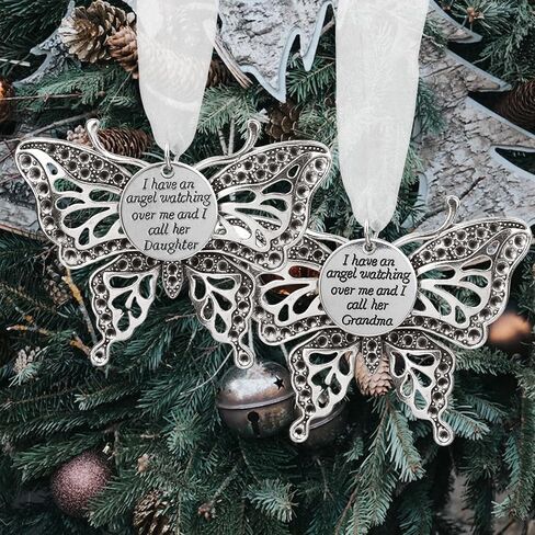 Christmas Heaven Memorial Ornaments Butterfly Heaven Memorial Ornaments for Loss of Loved One Angel in Heaven Sympathy Bereavement Gifts with Silk Ribbon & Red Gift Box in Saudi Arabia