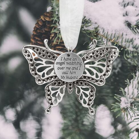 Christmas Heaven Memorial Ornaments Butterfly Heaven Memorial Ornaments for Loss of Loved One Angel in Heaven Sympathy Bereavement Gifts with Silk Ribbon & Red Gift Box in Saudi Arabia