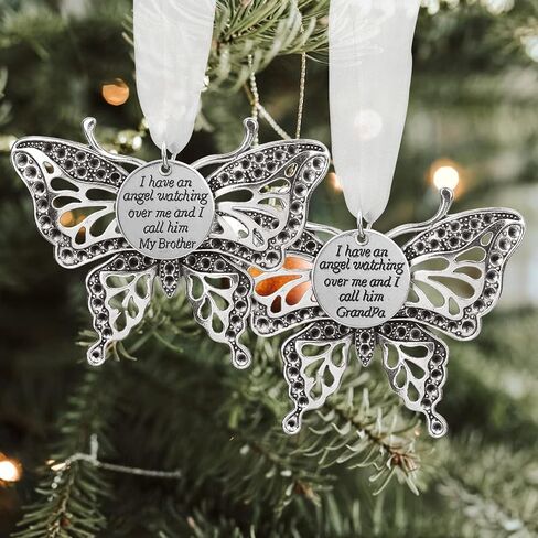 Christmas Heaven Memorial Ornaments Butterfly Heaven Memorial Ornaments for Loss of Loved One Angel in Heaven Sympathy Bereavement Gifts with Silk Ribbon & Red Gift Box in Saudi Arabia