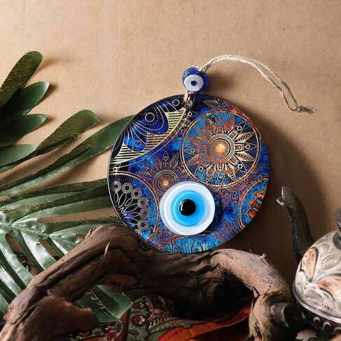 BCS Sun Evil Eye ديكور منزلي للتعليق على الحائط مقاس 4.7 سم تميمة نازار تركية مصنوعة يدويًا من الزجاج حظًا سعيدًا in Kuwait