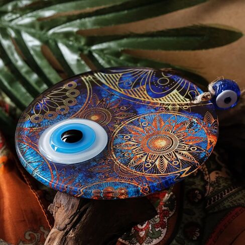 BCS Sun Evil Eye ديكور منزلي للتعليق على الحائط مقاس 4.7 سم تميمة نازار تركية مصنوعة يدويًا من الزجاج حظًا سعيدًا in Kuwait