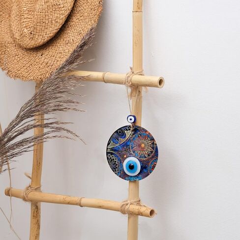BCS Sun Evil Eye ديكور منزلي للتعليق على الحائط مقاس 4.7 سم تميمة نازار تركية مصنوعة يدويًا من الزجاج حظًا سعيدًا in Kuwait