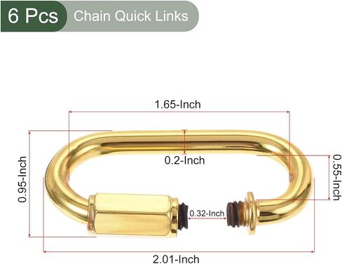 YOKIVE 8 Pcs Chain Connectors, Chain Locking Quick Link, Great for Light, Key, Camping, Backpack, Rope (Electrophoretic Gold, 5mm Thick) in Saudi Arabia