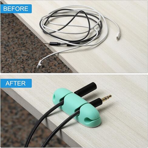 MECCANIXITY 3pcs Cable Clips Cord Organizer for Desk, 3 Slots Silicone Adhesive Cord Holders Organizer Cable Management for USB Charging Cable, Black in Kuwait