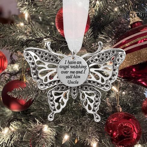 Christmas Heaven Memorial Ornaments Butterfly Heaven Memorial Ornaments for Loss of Loved One Angel in Heaven Sympathy Bereavement Gifts with Silk Ribbon & Red Gift Box in Saudi Arabia