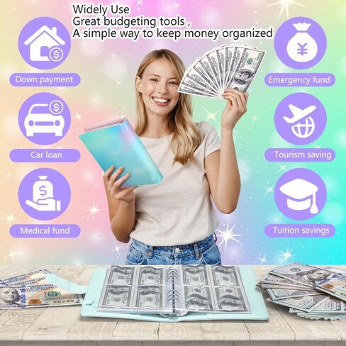 100 Envelope Challenge Binder Save $5, 050 PU Leather A5 Binder 2024 Saving Challenge Binder Budget Book with Cash Envelope Budget Binder Maker Workbook for Budget Plan Money Saving (Colorful) in Saudi Arabia
