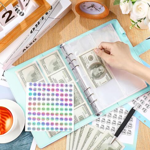100 Envelope Challenge Binder Save $5, 050 PU Leather A5 Binder 2024 Saving Challenge Binder Budget Book with Cash Envelope Budget Binder Maker Workbook for Budget Plan Money Saving (Colorful) in Saudi Arabia
