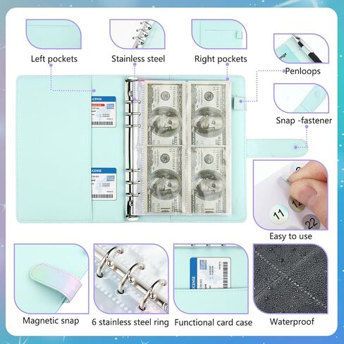 100 Envelope Challenge Binder Save $5, 050 PU Leather A5 Binder 2024 Saving Challenge Binder Budget Book with Cash Envelope Budget Binder Maker Workbook for Budget Plan Money Saving (Colorful) in Saudi Arabia