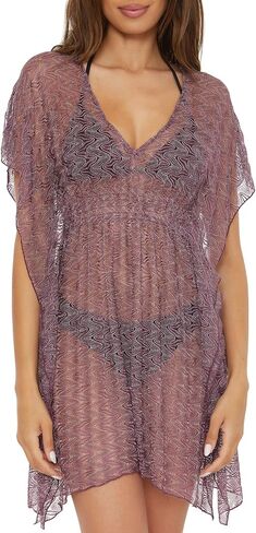 BECCA Women's Standard Riviera Tunic, Plunge Neck, Crochet, Beach Cover Ups in Saudi Arabia