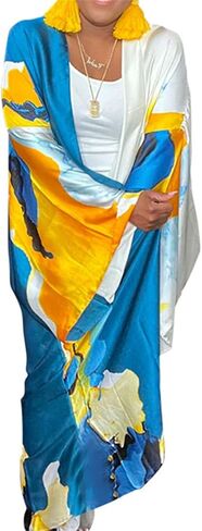 Womens Floral Satin Swimwear Maxi Long Kimono Robe Coverups Cover Ups in Saudi Arabia