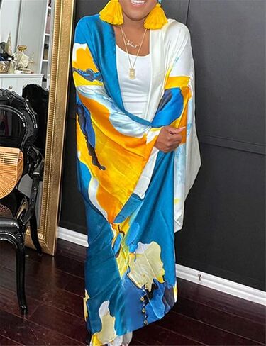 Womens Floral Satin Swimwear Maxi Long Kimono Robe Coverups Cover Ups in Saudi Arabia