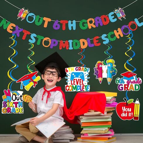 السلام خارج راية الصف السادس التالي وقف المدرسة المتوسطة راية المدرسة الابتدائية التخرج الزينة راية التخرج الصف السادس لفئة 2024 زخرفة حزب التخرج in Kuwait