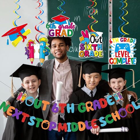 السلام خارج راية الصف السادس التالي وقف المدرسة المتوسطة راية المدرسة الابتدائية التخرج الزينة راية التخرج الصف السادس لفئة 2024 زخرفة حزب التخرج in Kuwait