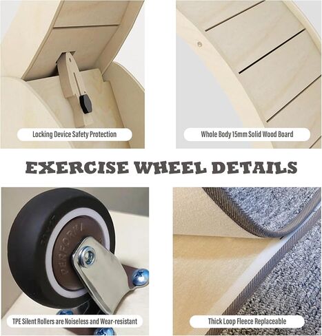 Cat Exercise Wheel for Indoor Cat, Cat Exercise Wheel Cat Treadmill Large Cat Wheel with Feeder and Nest, Exercise Wheel for Running, Scratching, and Climbing, Wooden Wide Cat Walking Wheel in Saudi Arabia