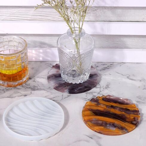 Ocean Coaster Resin Mold,Round Wavy Coasters Silicone Molds for Epoxy Resin,Riverbed Ocean Organizer Tray Plate Resin Casting Molds in Saudi Arabia