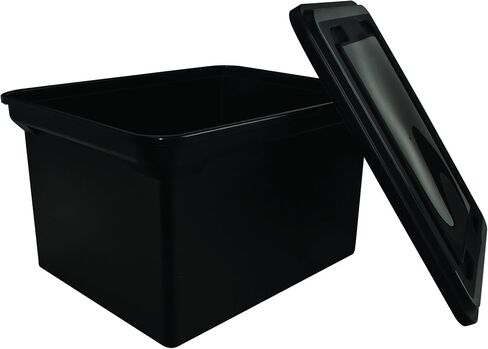 ADVANTUS File Tote with Lid, 19 x 15.5 x 11 Inches, Black (34052) in Saudi Arabia