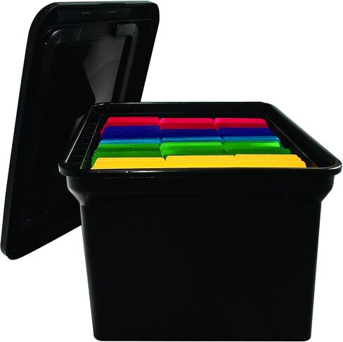 ADVANTUS File Tote with Lid, 19 x 15.5 x 11 Inches, Black (34052) in Saudi Arabia
