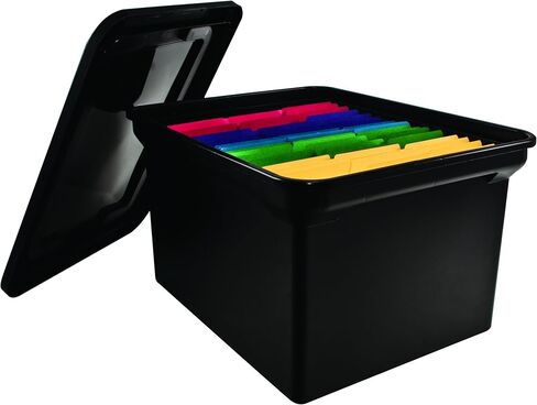 ADVANTUS File Tote with Lid, 19 x 15.5 x 11 Inches, Black (34052) in Saudi Arabia