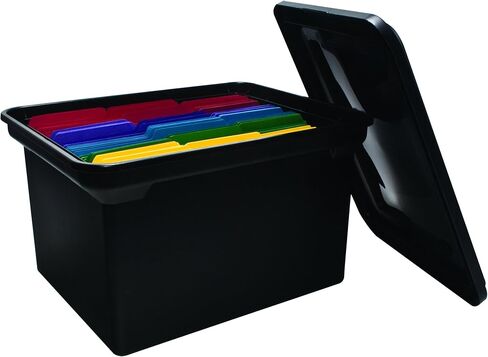 ADVANTUS File Tote with Lid, 19 x 15.5 x 11 Inches, Black (34052) in Saudi Arabia