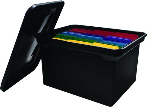 ADVANTUS File Tote with Lid, 19 x 15.5 x 11 Inches, Black (34052) in Saudi Arabia