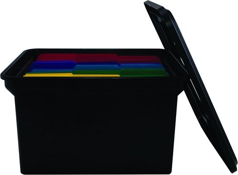 ADVANTUS File Tote with Lid, 19 x 15.5 x 11 Inches, Black (34052) in Saudi Arabia