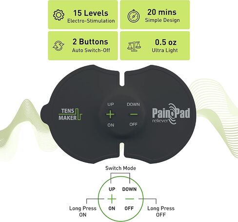 WT-110 Smart Unit Muscle Stimulator, Wireless TENS Pain Relief Therapy, Electric Pulse Device, Portable Electro Pulse Impulse Mini Massager Machine for Lower Back and Neck Pain in Saudi Arabia
