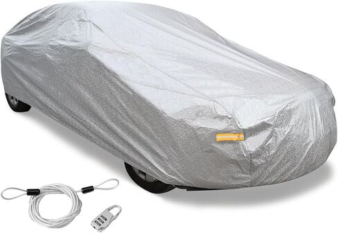 uxcell 3XXL+ Silver Tone Soft Aluminum Car Cover Outdoor Weather Waterproof Breathable Rain Snow Heat Resistant 570 x 190 x 160cm in Saudi Arabia