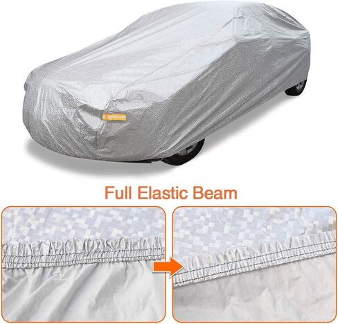 uxcell 3XXL+ Silver Tone Soft Aluminum Car Cover Outdoor Weather Waterproof Breathable Rain Snow Heat Resistant 570 x 190 x 160cm in Saudi Arabia