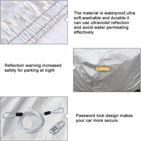 uxcell 3XXL+ Silver Tone Soft Aluminum Car Cover Outdoor Weather Waterproof Breathable Rain Snow Heat Resistant 570 x 190 x 160cm in Saudi Arabia