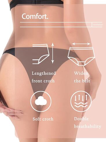 Women's String Bikini Briefs Soft and Seamless Women's Strap Bikini Panties Comfortable Low-Rise Underwear 6 Pack in Kuwait