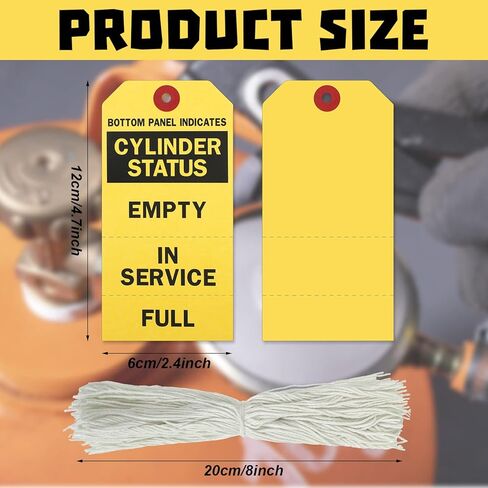 Woanger 400 Pcs Cylinder Status Tags Empty in Service Full 3 Part Perforated Tags with 400 Pieces Wires 4.7 x 2.4 Inches, Black and Yellow in Saudi Arabia