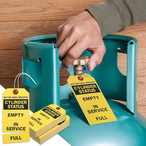 Woanger 400 Pcs Cylinder Status Tags Empty in Service Full 3 Part Perforated Tags with 400 Pieces Wires 4.7 x 2.4 Inches, Black and Yellow in Saudi Arabia
