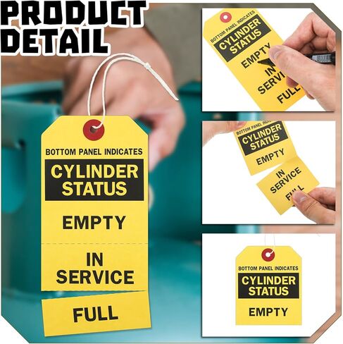 Woanger 400 Pcs Cylinder Status Tags Empty in Service Full 3 Part Perforated Tags with 400 Pieces Wires 4.7 x 2.4 Inches, Black and Yellow in Saudi Arabia
