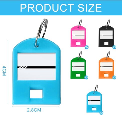 20 Pack Key Tags Plastic Key Labels Key Chain Tags with Ring and Label Window Sturdy Item Identifiers for Home, School, Office and More, 5 Colors in Kuwait