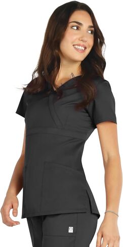 Maevn Women's EON Back Mesh Panel Mock Wrap Top in Kuwait