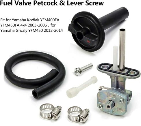 Fuel Valve Petcock with Lever Screw Fit for Yamaha Kodiak YFM400FA YFM450FA 4x4 2003-2006, Fit for Yamaha Grizzly YFM450 2012-2014, Fuel Tank Switch Valve Replace 5GH-24500-10-00 in Saudi Arabia