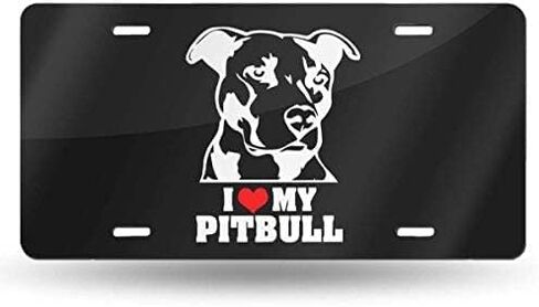 لوحة ترخيص I Love My Pitbull Staffy Terrier Dog مزخرفة بلوحة ترخيص أمامية للسيارة، لوحة ترخيص من الألومنيوم، 12 بوصة × 6 بوصة in Kuwait