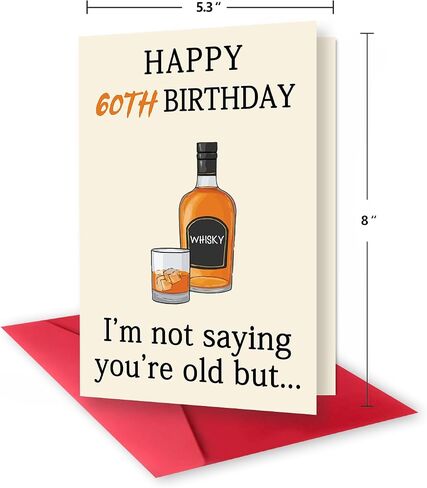 Funny Whiskey 40th Birthday Card, 40th Birthday Gifts Women Men, Unique 40th Birthday Decorations for Him Her, Happy 40 Year Old Birthday Card Gift for Husband Wife in Saudi Arabia