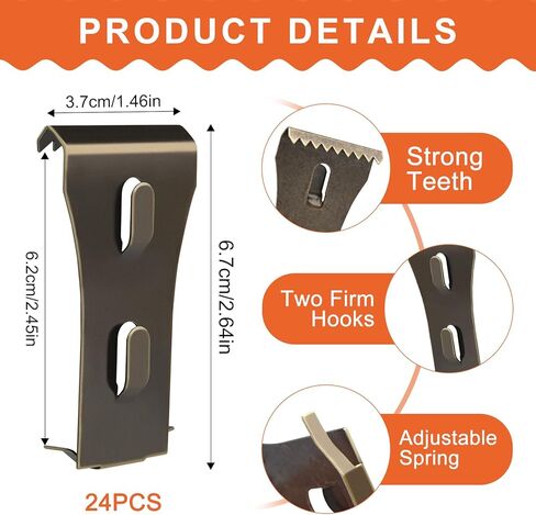 24PCS Brick Wall Clips Brick Hook Clips Steel Brick Hanger Heavy Duty Metal Hangers for Hanging Outdoors, Mounting to Brick Without Drilling, Fit 2-1/8 to 2-1/3 inch (Bronze) in Kuwait