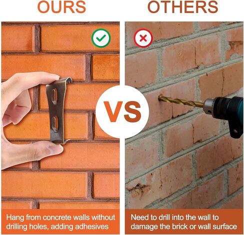 24PCS Brick Wall Clips Brick Hook Clips Steel Brick Hanger Heavy Duty Metal Hangers for Hanging Outdoors, Mounting to Brick Without Drilling, Fit 2-1/8 to 2-1/3 inch (Bronze) in Kuwait
